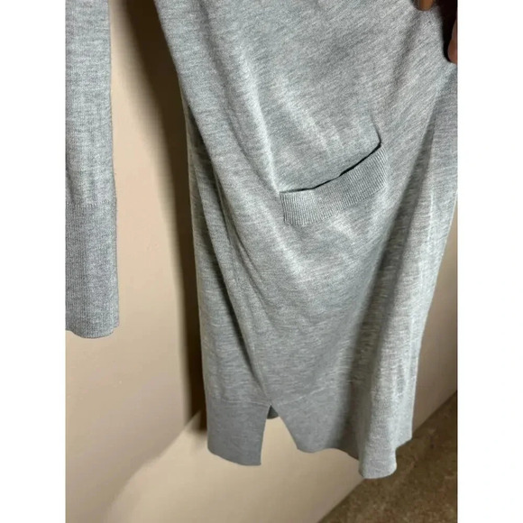 Nordstrom halogen Cashmere Blend Long Open Front Gray Cardigan quiet Luxury M - Picture 7 of 10